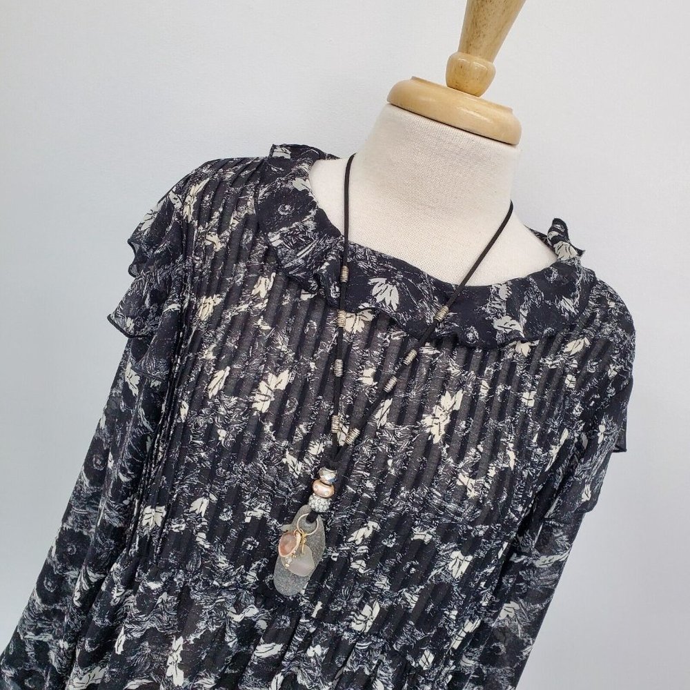 Free People Black & White Floral Mini Dress - Picture 5 of 16